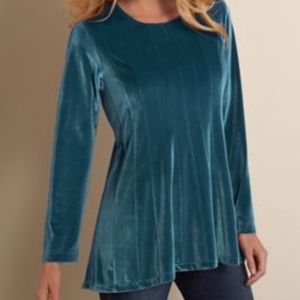 Soft Surroundings Teal Blue Rosa Velvet Tunic